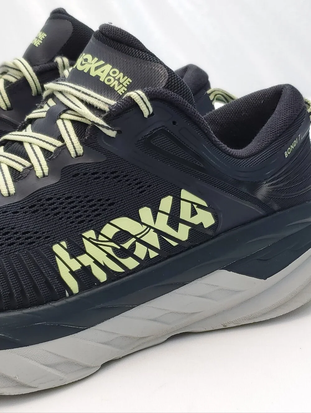 Hoka One One Bondi 7 Running Shoes Blue Graphite Butterfly Gray Athletic Mens 10